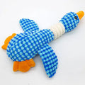 Blue and orange bird-shaped toy on a white background