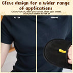 Glove design for cleaning applications with 'After' and 'Before' comparison on a black shirt.